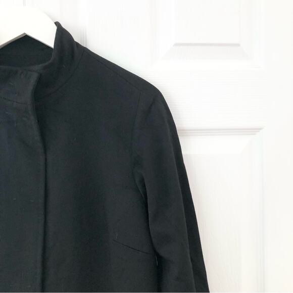 Jane Post Black Cashmere Blend Snap Button High Neck Classic A Line Coat Small - Picture 6 of 15
